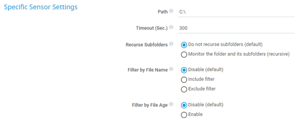 Specific Sensor Settings Specific Sensor Settings